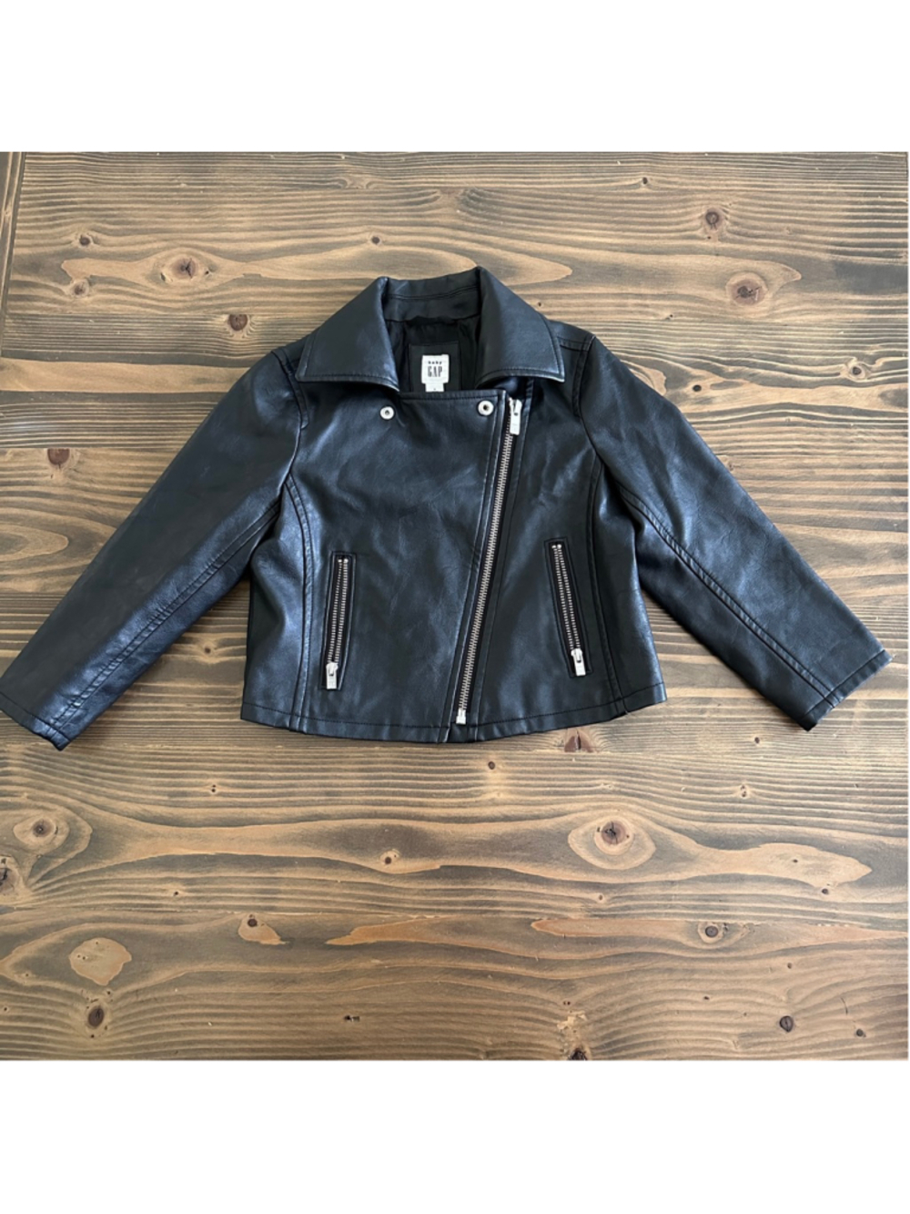 Baby Gap Faux Leather Moto Jacket 3M Black Biker Jacket Baby Girl
